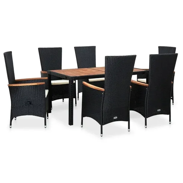Stylowy zestaw mebli rattanowych XXL: stół 150x90x75 cm, 6 krzeseł, czar