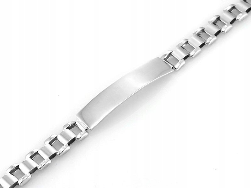 Srebrna 925 bransoletka męska pod grawer 21cm 20.98g rodowana na prezent