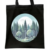 Torby i wózki na zakupy - Torba bawełniana czarna na zakupy Las Przyroda Prezent - miniaturka - grafika 1