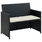 Sofy ogrodowe - vidaXL 2-osobowa sofa ogrodowa z poduszkami polirattan czarna 43910 - miniaturka - grafika 1