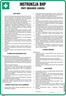DD013 INSTRUKCJA BHP PRZY OBSŁUDZE LASERA, HN - PŁYTA ELASTYCZNA 0,4MM; (245X350MM) - Instrukcje stanowiskowe BHP - miniaturka - grafika 1