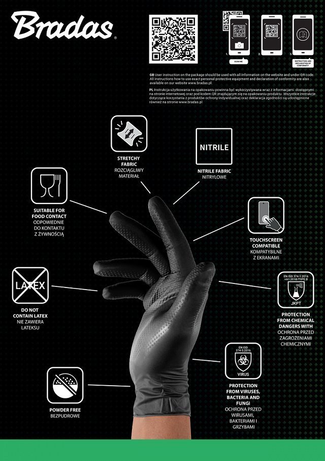RĘKAWICE NITRYLOWE DIAMOND CZARNE M 7-8 /50szt.