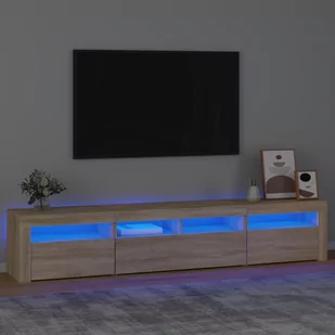 Lumarko Szafka pod TV z oświetleniem LED, dąb sonoma, 210x35x40 cm - Szafki RTV - miniaturka - grafika 1