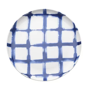Talerz płytki w kratę 21 cm Nuova R2S Indigo biały - Talerze - miniaturka - grafika 1
