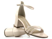 Sandały damskie - Sandały damskie na wygodnym obcasie - Marco Tozzi 2-28300-20 522, beżowe - miniaturka - grafika 1