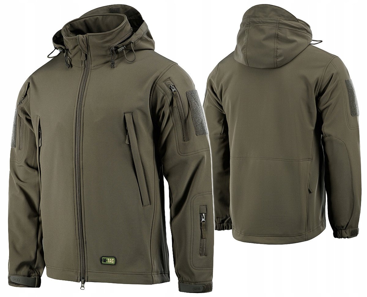 Kurtka Męska Softshell Z Kapturem Wiosenna Wodoodporna M-Tac Olive M