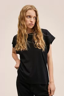 Koszulki i topy damskie - Mango t-shirt bawełniany Sol kolor czarny - grafika 1