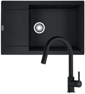 Zestaw granitowy Franke Zlewozmywak Maris MRG 611-78 XL + Bateria Lina pull out Onyx  ! - Zlewozmywaki z baterią - miniaturka - grafika 1