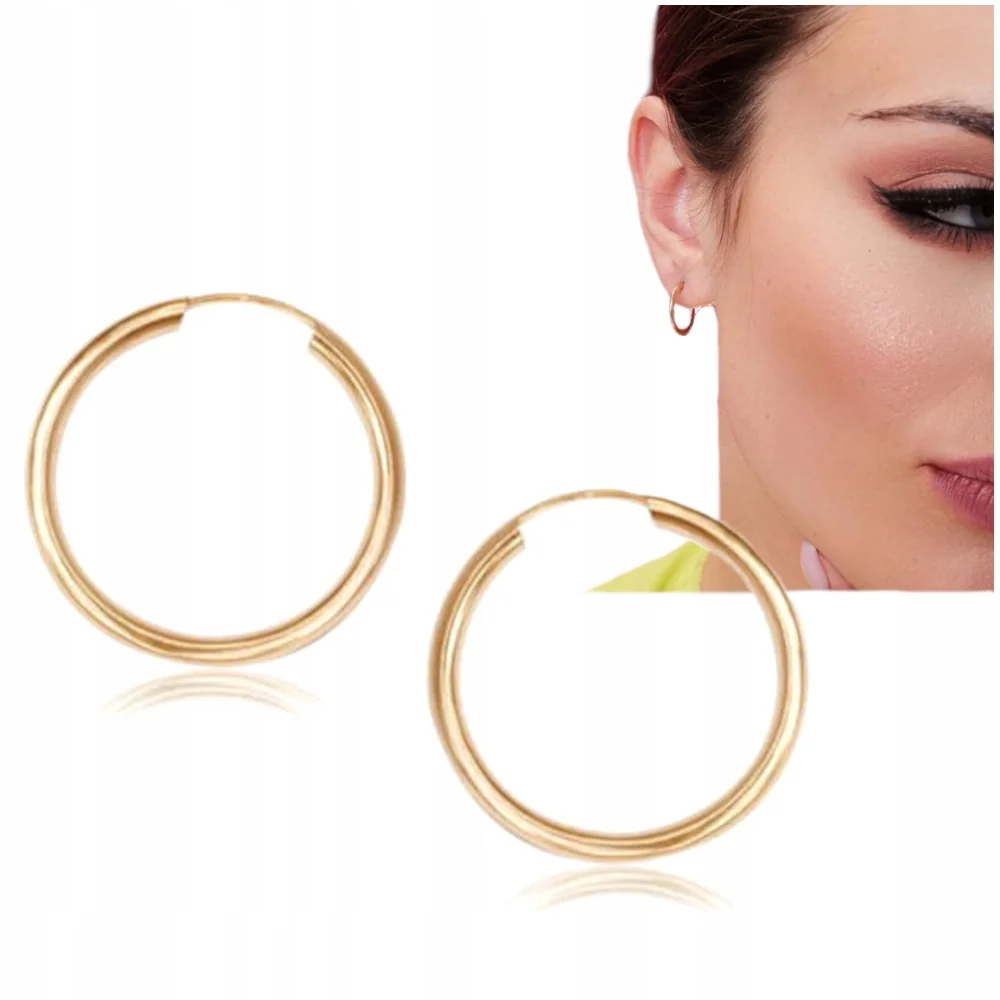 KOLCZYKI ZŁOTE KÓŁECZKA 15MM ZE ZŁOTA 333 KLASYCZNE ELEGANCKIE DLA ŻONY
