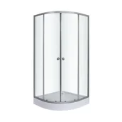 Kabiny prysznicowe - Arkell Kabina prysznicowa z brodzikiem półokrągła 80 x 80 x 192 cm transparentna - miniaturka - grafika 1