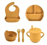 Miseczki i talerzyki dla dzieci - PIERWSZE NACZYNIA ZESTAW DO KARMIENIA DLA DZIECI SILIKONOWE NACZYNIA - miniaturka - grafika 1