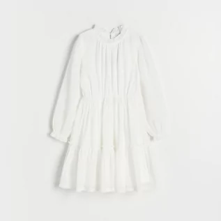 Sukienki i spódniczki dla dziewczynek - Reserved - Sukienka z falbaną - Biały - grafika 1