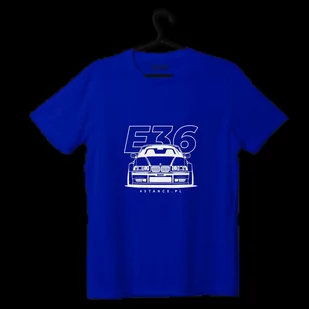 T-shirt koszulka przód BMW E36 niebieska-L - Odzież do sportów motorowych - miniaturka - grafika 1