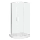 Kabiny prysznicowe - Novoterm Kabina prysznicowa asymetrczyna z brodzikiem prawa 100x80 Solid RA Kerra - miniaturka - grafika 1