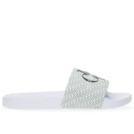 Klapki i japonki damskie - Klapki Calvin Klein Slide AOP YW0YW01407-01W - białe - miniaturka - grafika 1
