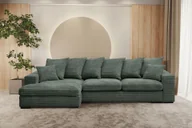 Narożniki - Sofa w kształcie L Gabon narożnik funkcja spania tkanina Zoom zielony lewy - miniaturka - grafika 1