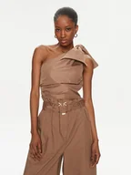 Bluzki damskie - Pinko Bluzka Nosiola 102780 Y3LE Brązowy Slim Fit - miniaturka - grafika 1