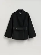 Kurtki damskie - Reserved - Kurtka z dodatkiem wełny - czarny - miniaturka - grafika 1