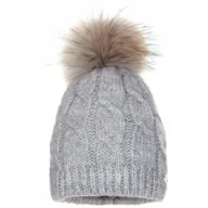 Czapki damskie - Czapka zimowa damska z naturalnym jenotem IWA Jasny szary - miniaturka - grafika 1