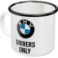Kuchnia turystyczne i akcesoria - Nostalgic-Art 43210 kubek emaliowany w stylu retro BMW  Drivers Only  pomysł na prezent dla fanów akcesoriów motocyklowych, kubek kempingowy, 360 mililitrów, styl vintage - miniaturka - grafika 1