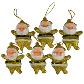 Zabawki kreatywne - Mikołaje wiszące (6 szt.) złote - miniaturka - grafika 1