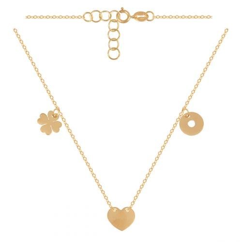 Złoty Naszyjnik Łańcuszkowy Serce 585 1.25 g, dł. 45 cm Rodium