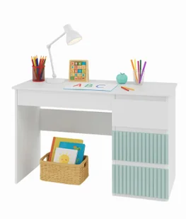 Elior Prawostronne biurko dla dzieci biały + miętowy A0-W98 - Biurka Elior Prawostronne biurko dla dzieci biały + miętowy A0-W98 - Biurka - miniaturka - grafika 1
