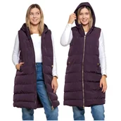 Kamizelki damskie - KAMIZELKA DAMSKA Do Kolan Pikowana z Kapturem Bezrękawnik na Jesień MORAJ S - miniaturka - grafika 1