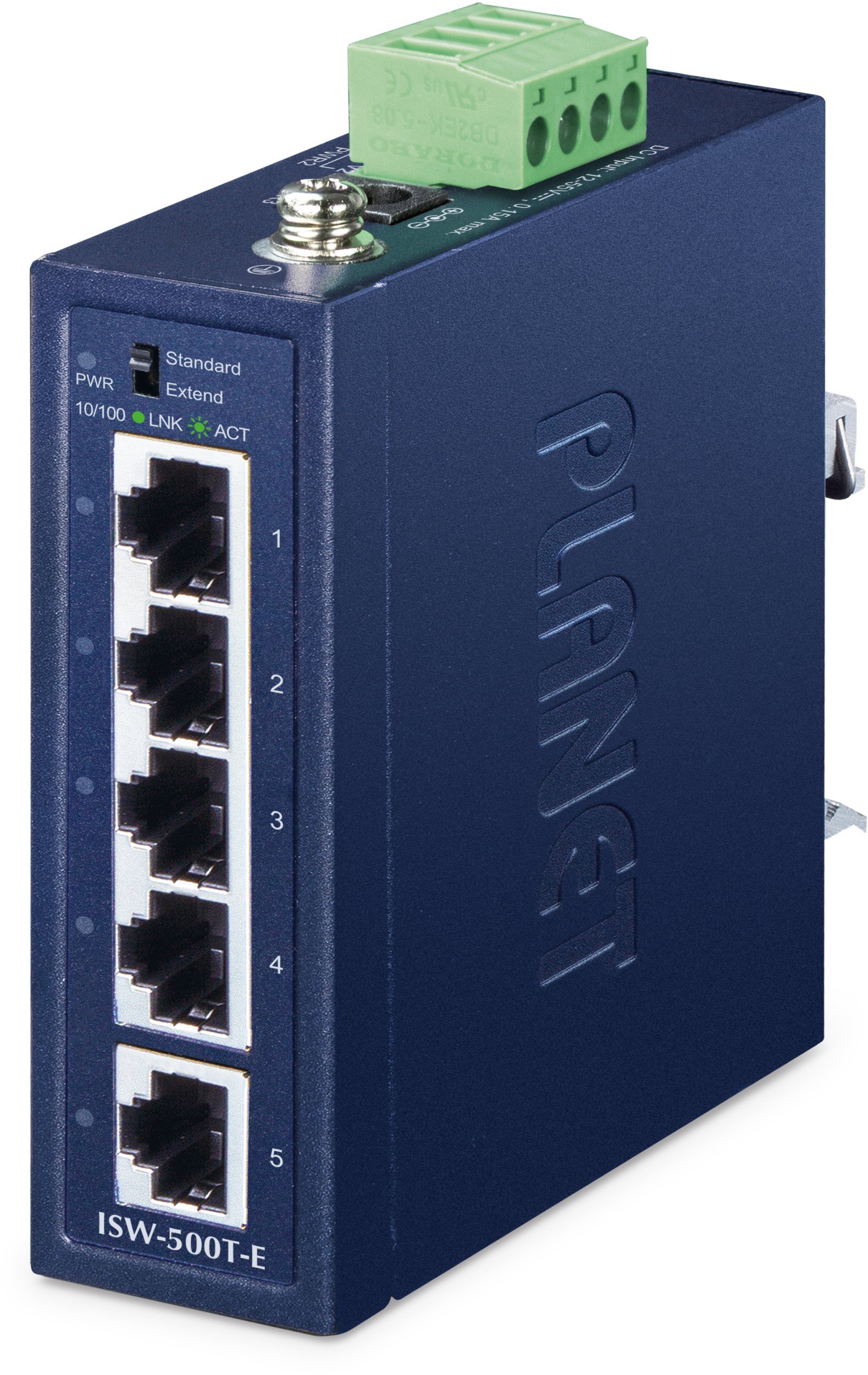 Switch Planet IP40 Compact size Industrial 5-Port 10/100TX Fast Ethernet Switch -40~75 degrees C ISW-500T-E