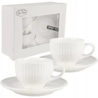 Filiżanki - Filiżanka ze spodkiem do kawy cappuccino herbaty KOMPLET porcelana 2x 120ml - miniaturka - grafika 1