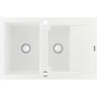 Zlewozmywaki - Mexen Gaspar zlewozmywak granitowy 1,5-komorowy z krótkim ociekaczem 737 x 475 mm, biały - 6507731505-20 - miniaturka - grafika 1