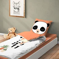 Pościel dla dzieci - Caradou Pościel dziecięca Miss Panda 4-częściowa z kołdra, 90 x 190 cm, bawełna, pomarańczowa - miniaturka - grafika 1