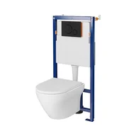 Stelaże i zestawy podtynkowe do WC - Cersanit Tech Line Opti Set B641 Zestaw Toaleta WC bez kołnierza + deska wolnoopadająca + stelaż podtynkowy WC + przycisk spłukujący WC S701-661 - miniaturka - grafika 1