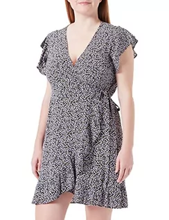 Sukienki - Vila Damska sukienka Vifini Wrap S/S Short Dress-Noos, Sweet Lavender/Aop: alini, 42 - grafika 1