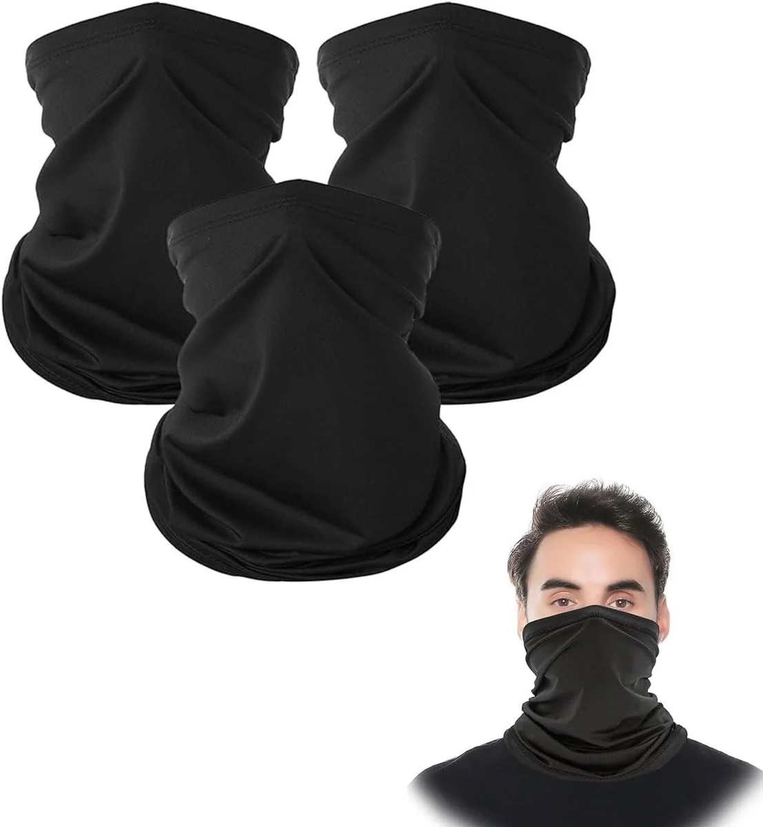 ZESTAW 3 ZIMOWYCH CHUST TYPU KOMIN POLIESTROWE CZARNE UNISEX
