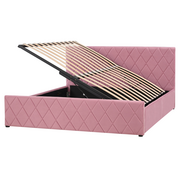 Łóżka - Łóżko z pojemnikiem welurowe 160 x 200 cm różowe ROCHEFORT Lumarko! - miniaturka - grafika 1