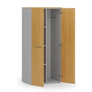 Szafa ubraniowa biurowa PRIMO GRAY, 3 półki, drążek do szafy, 1781 x 800 x 500 mm, szary/buk - Szafy biurowe - miniaturka - grafika 1