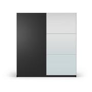 Szafy - Czarna szafa z lustrem i drzwiami przesuwnymi 200x215 cm Lisburn – Cosmopolitan Design - miniaturka - grafika 1