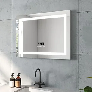 AQUABATOS Brussels seria lustro łazienkowe z oświetleniem, zegar, Bluetooth, głośnik dotykowy, możliwość ściemniania, zimna biel, neutralna biel, ciepła biel, regulowane, bez parowania, 80 x 60 cm - Lustra - miniaturka - grafika 1