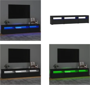 vidaXL Szafka pod TV z oświetleniem LED czarna 195x35x40 cm - szafka pod TV - szafki pod TV - stojak pod TV - szafka pod media - Szafki RTV - miniaturka - grafika 1