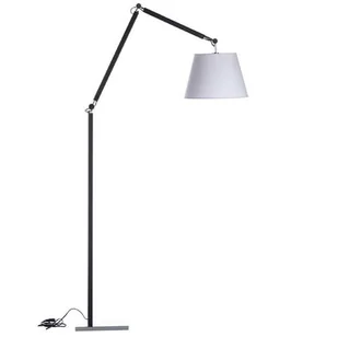 Podłogowa lampa abażurowa Zyta do salonu czarna biała - Lampy stojące - miniaturka - grafika 1