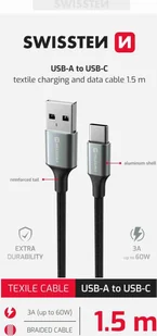 Swissten Textile II USB - USB-C Data and Charching Cable 1.5m - Kable USB - miniaturka - grafika 1