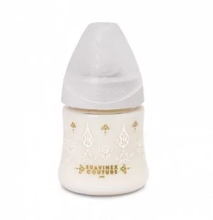 Suavinex Butelka 150 ml Smoczek silikonowy Premium biała - Butelki dla niemowląt - miniaturka - grafika 1