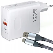 Ładowarki do telefonów - SZYBKI KABEL USB-C 120W 6A 2M + ŁADOWARKA SIECIOWA USB typ C QC PD GAN 120W - miniaturka - grafika 1