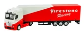 Samochody i pojazdy dla dzieci - BBURAGO MERCEDES ACTROS GIGASPACE + PRZYCZEPA FIRESTONE RACING 1:43 31460 - miniaturka - grafika 1