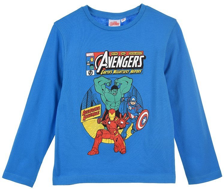 Bluzka z długim rękawem dla chłopca, Marvel, Avengers, bawełna, kolor niebieski, rozmiar 128 cm