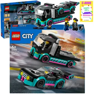 LEGO CITY - SAMOCHÓD WYŚCIGOWY i LAWETA 60406 KLOCKI PREZENT + EBOOK - Klocki - miniaturka - grafika 1