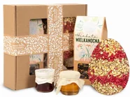 Zestaw prezentowy na Wielkanoc słodycze, miód upominek. Pudełko prezentowe