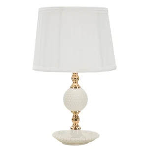 Biała lampa stołowa z tekstylnym kloszem (wysokość 40 cm) Napoli – Mauro Ferretti - Noże stołowe - miniaturka - grafika 1