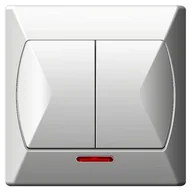 Wyłączniki światła i elektryczne - Łącznik dwugrupowy, AKCENT (Biały), świecznikowy z podświetleniem - miniaturka - grafika 1